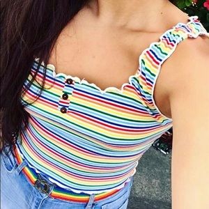 🌟5/$30 - Rainbow Lettuce Edge Crop Tank Top